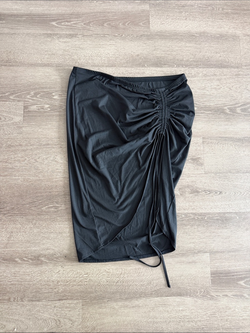 SHEIN Black Ruched Side-Tie Pencil Skirt